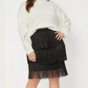 Eloquii Black Fringe Skirt
